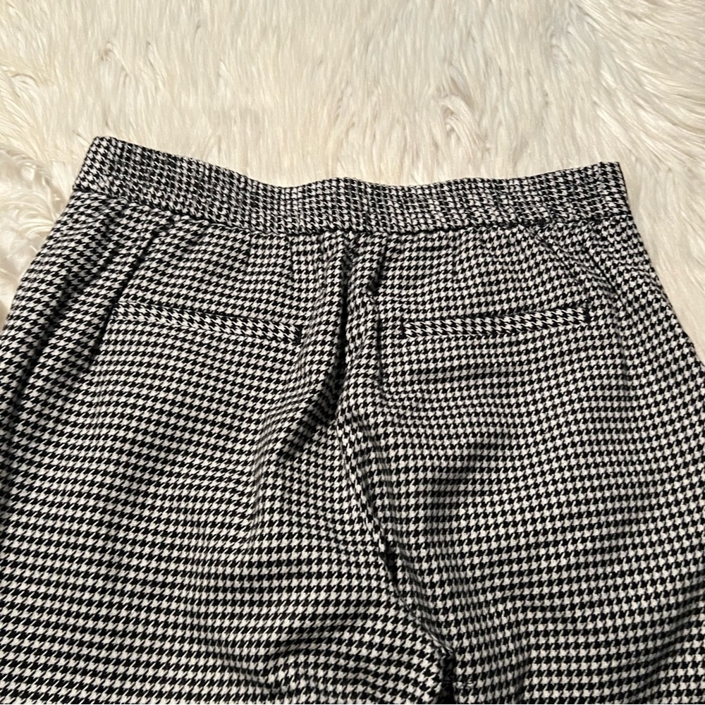 Zara Basic Cropped Houndstooth Trousers White Bla… - image 11